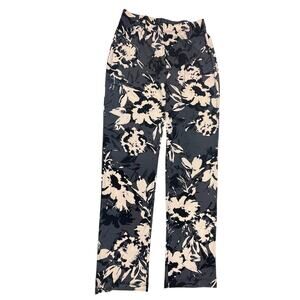 Ciara Sun Woo Stretch Pants Pull on Leggings Black Gray Floral Womens Size Small
